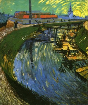  Asher Oil Painting - The Roubine du Roi Canal with Washerwomen Vincent van Gogh